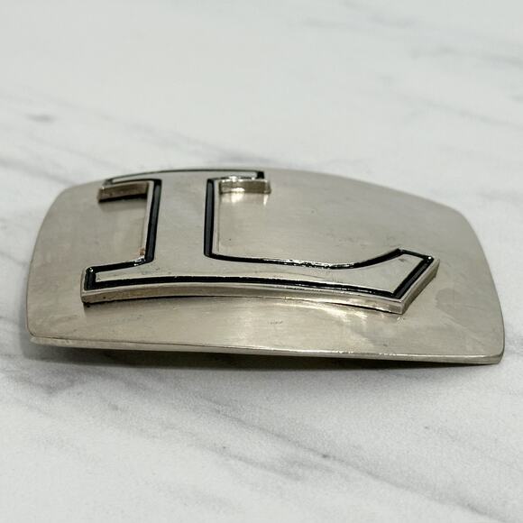 L Letter Initial Monogram Silver Tone Belt Buckle - Picture 11 of 14